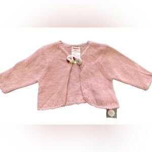 Baby Girl’s Catimini Pink Cardigan Sweater Snowman Button NWT Size 9 Month